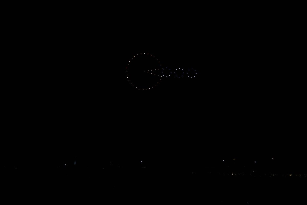 This was the first year of a drone show at Heritage Days. The drones replaced the firework show from past years. The drones created many shapes and scenes during the show, including solving a Rubix cube, Pac-Man eating Pac-dots, ET flying in front of the moon, and even mimicked fireworks to end the show.