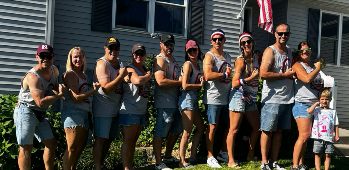 The participants in the third annual Stonebrook Olympics pose for a photo before the games get underway in early August.