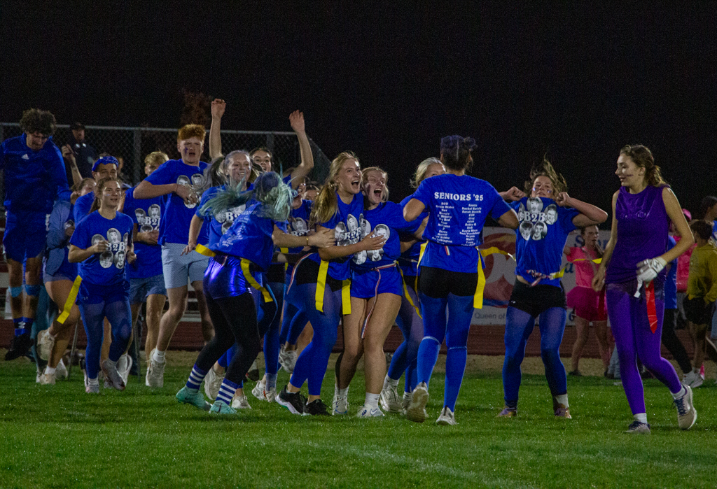 The seniors celebrate their championship. They won 22-0 against the freshmen and 16-12 against the juniors in the final. 