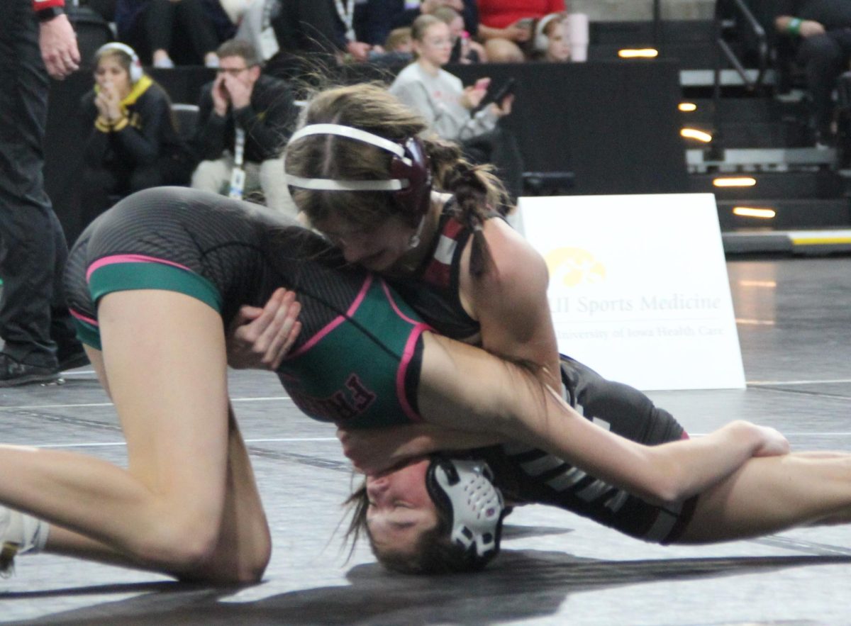 Kate Martin grapples with Lily Baker of Freedom in the consolation round of wrestling at Donnybrook.